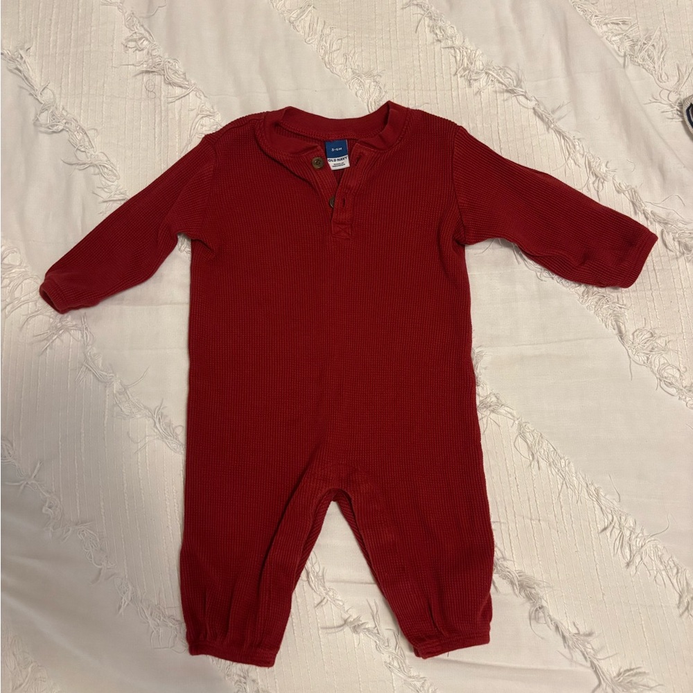 Old Navy Red Henley Jumper Baby One-Piece